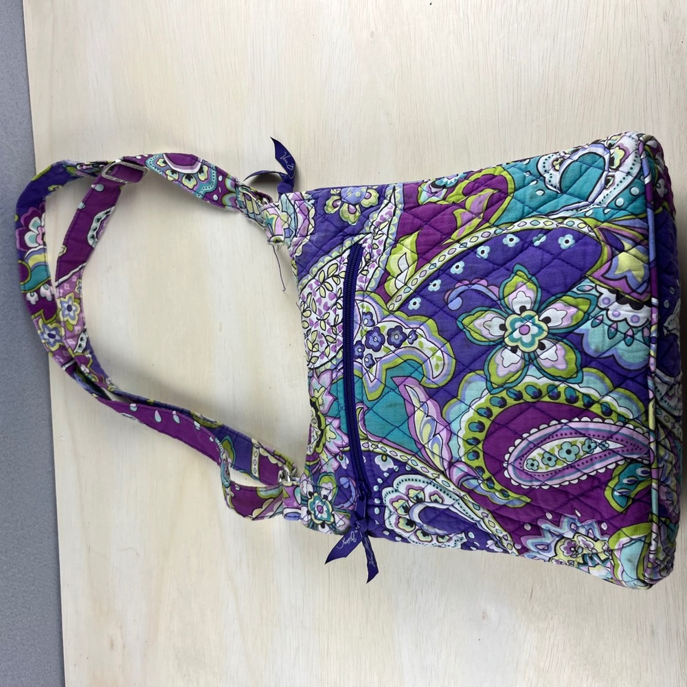 Vera Bradley Purple Paisley Quilted Cotton Crossbody Bag Floral Messenger - Picture 4 of 8
